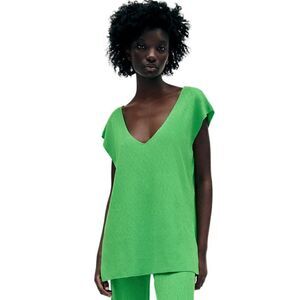 EUC Zara Womens Textured Kelly Green Oversized Tunic Tank Top
